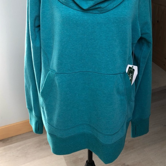 NEW LLBean Luxe Teal Cozy Cowlneck Pullover Sweatshirt Size Large - Picture 4 of 8